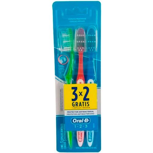 ESCOVA DE DENTE ORAL B 123 LIMPEZA BRILHANTE 3 UNIDADES - Redemix