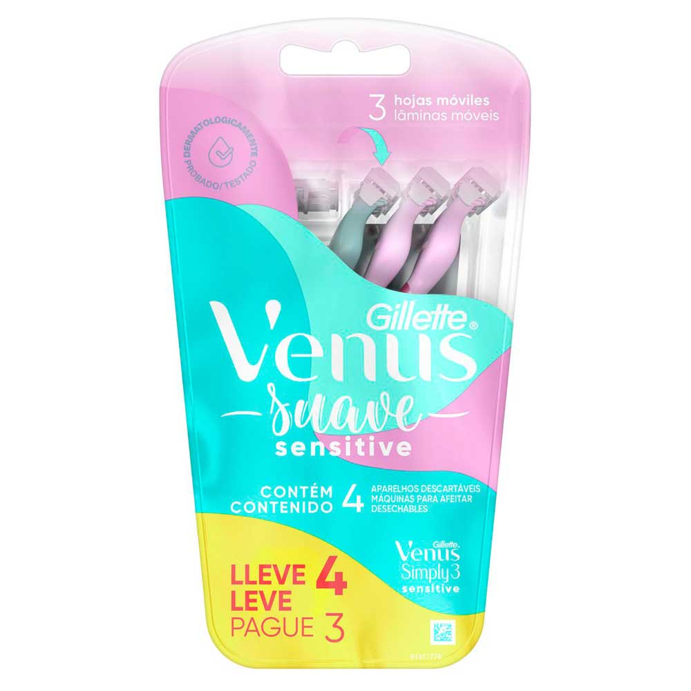 GILLETTE VENUS SUAVE SENSITIVE DEPILADOR DESCARTÁVEL 4 UNIDADES