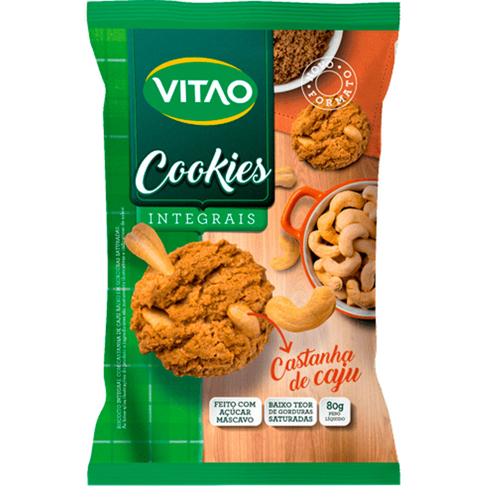 BISCOITO COOKIE INTEGRAL VITAO CASTANHA CAJU 80G - redemix