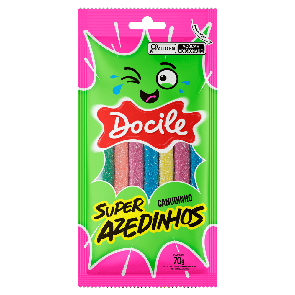 GOMA DOCILE CANUDINHOS SUPER AZEDINHOS 70G - redemix