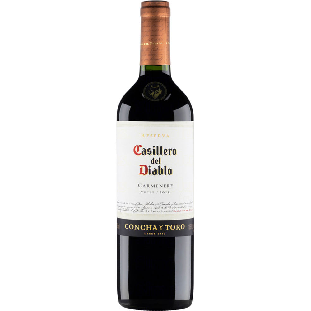 VINHO TINTO CHILENO CASILLERO DEL DIABLO CARMENERE 750ML - redemix