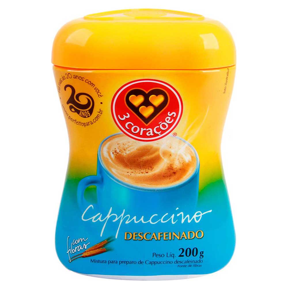 CAFÉ CAPPUCCINO 3 CORAÇÕES DESCAFEINADO 200G - redemix