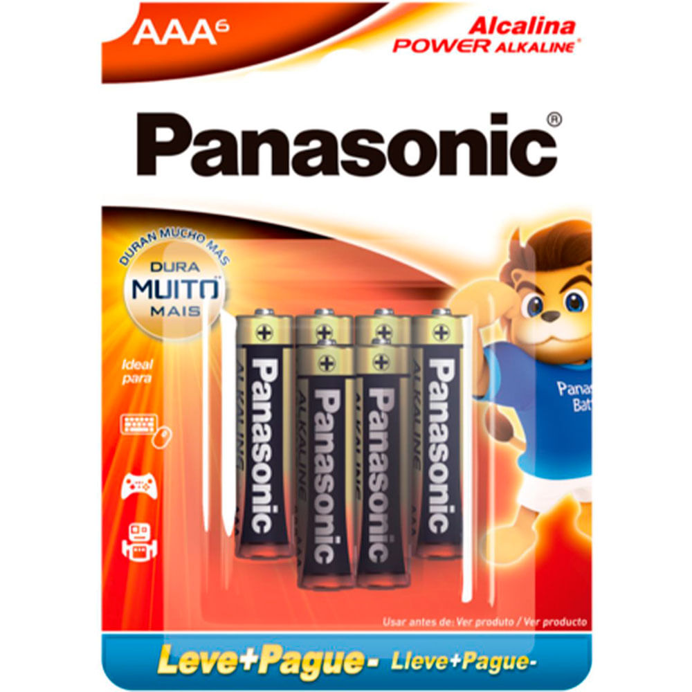 PILHA ALCALINA PANASONIC AAA PALITO 6 UNIDADES - redemix