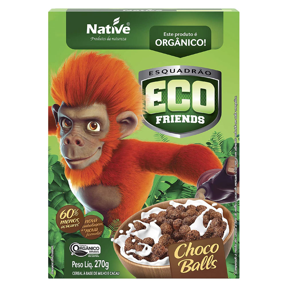 CEREAL ORGANICO ECO FRIENDAS CHOCOLATE BALLS 270G - redemix