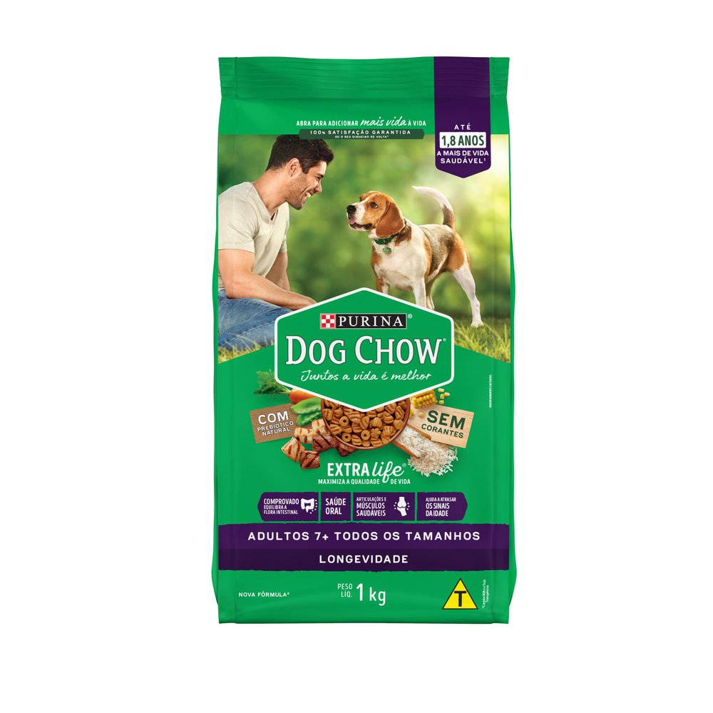 RAÇÃO EXTRALIFE DOG CHOW CARNE FRANGO E ARROZ 1KG - redemix