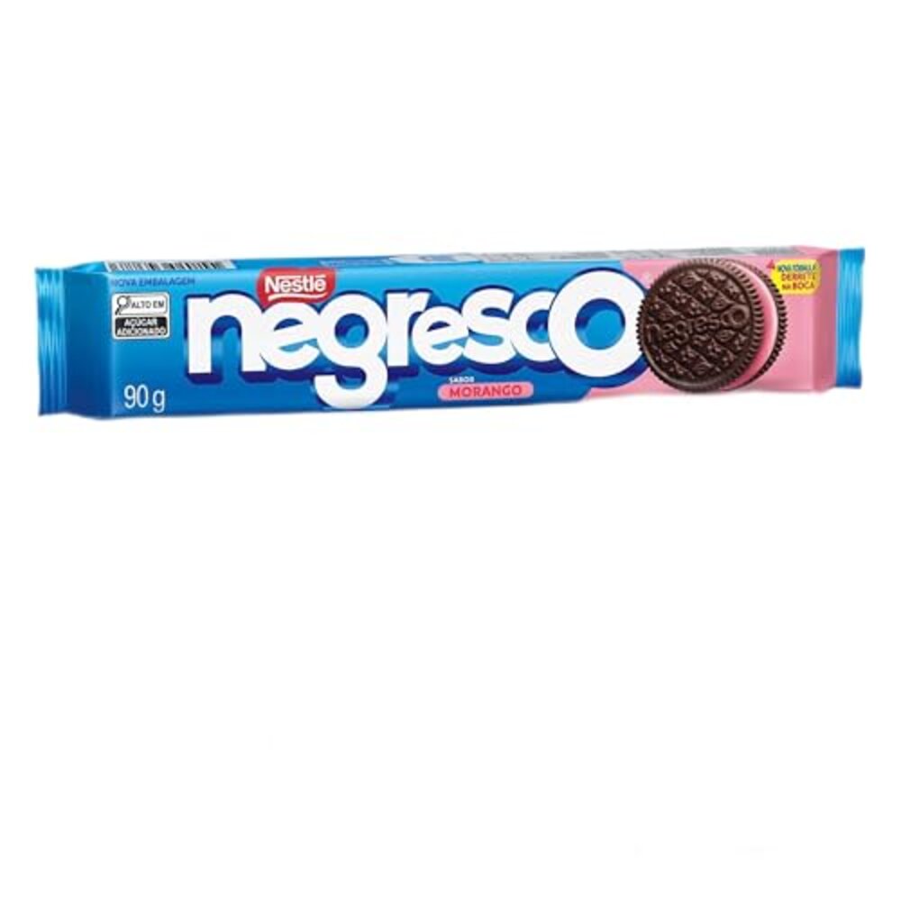 BISCOITO RECHEADO NEGRESCO MORANGO 90G - redemix