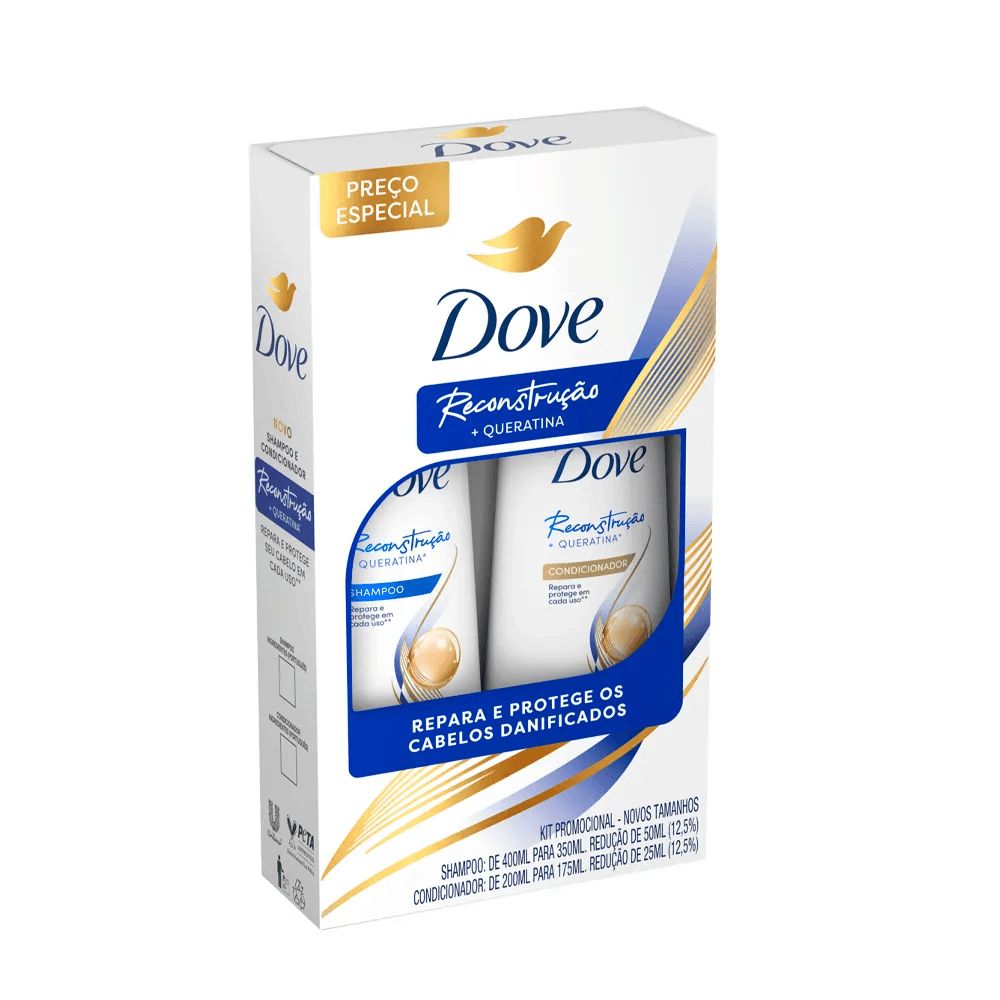 KIT SHAMPOO 350ML E CONDICIONADOR 175ML DOVE RECONSTRUCAO +