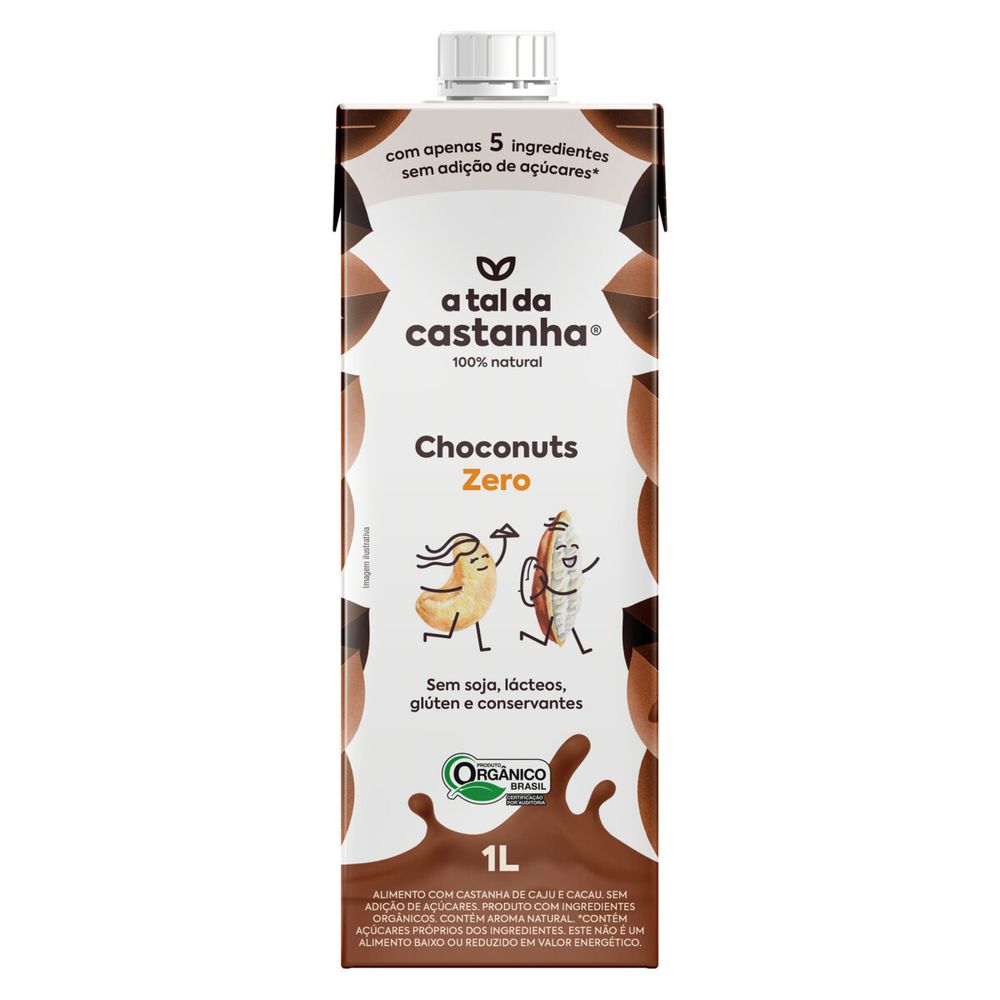 BEBIDA VEGETAL A TAL DA CASTANHA CHOCONUTS ZERO ACUCAR 1L - redemix