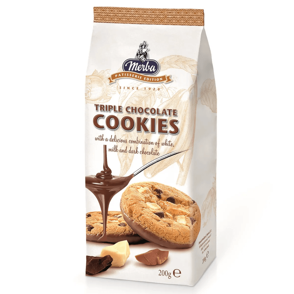 BISCOITO COOKIE MERBA TRIPLO CHOCOLATE 200G - redemix