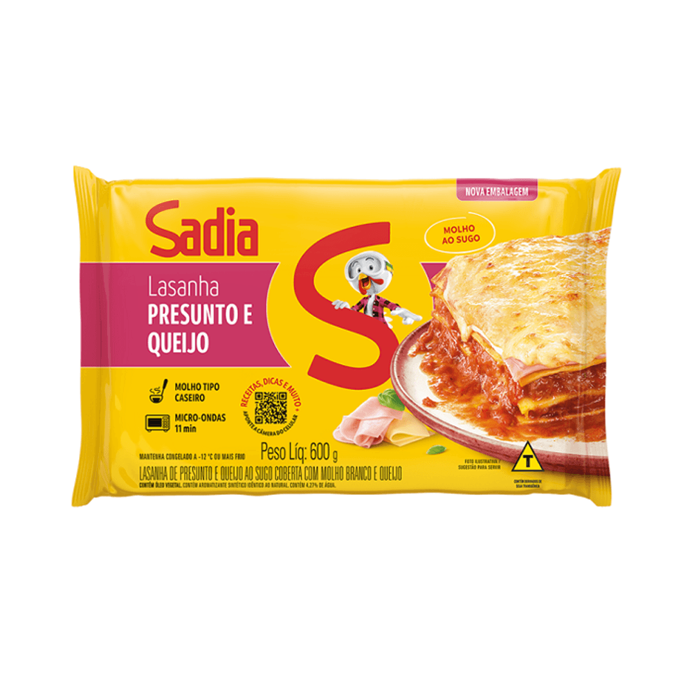 LASANHA SADIA PRESUNTO QUEIJO SUGO 600G - redemix
