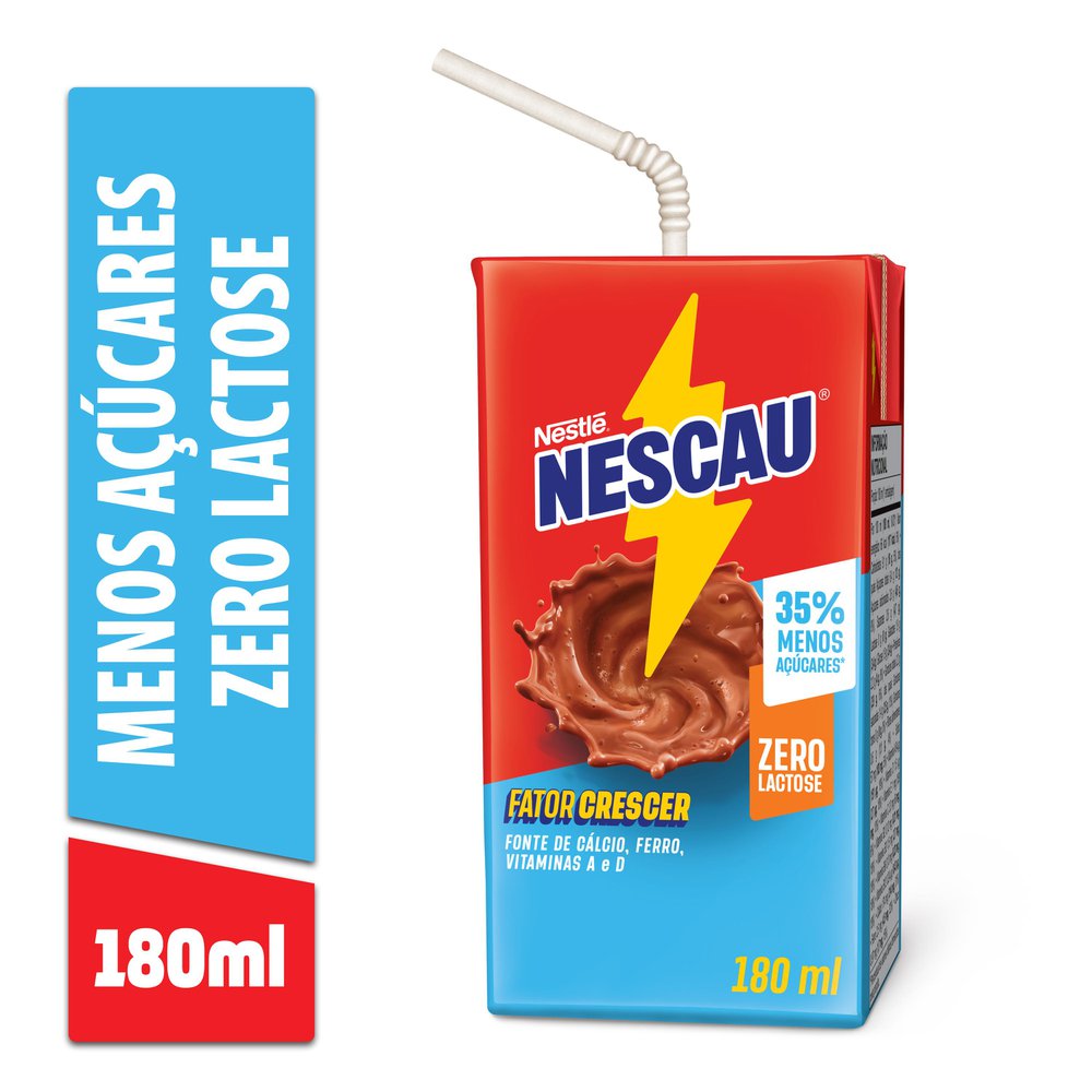 BEBIDA LACTEA UHT NESCAU CHOCOLATE ZERO LACTOSE 180ML - redemix