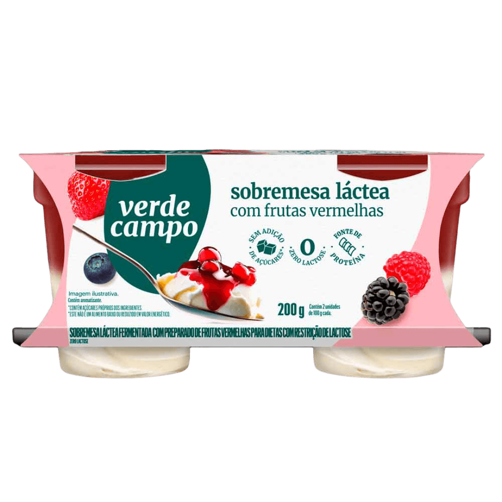 SOBREMESA SEM LACTOSE VERDE CAMPO FRUTAS VERM 200G - redemix