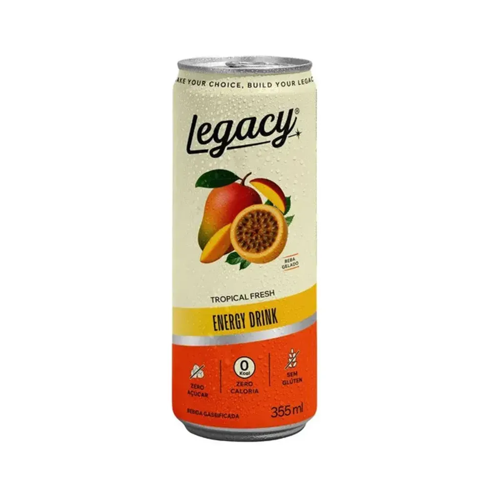 BEBIDA ENERGETICA COMPOSTO LIQUIDO LEGACY MANGA E MARACUJA 355ML